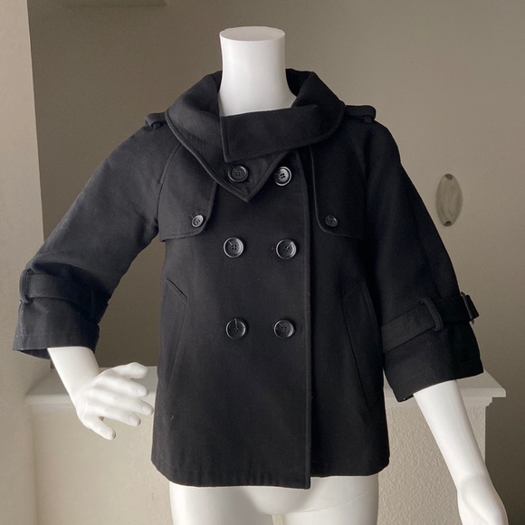 LOFT Jackets & Blazers - EUC LOFT Black Pea Coat Cropped Size XS